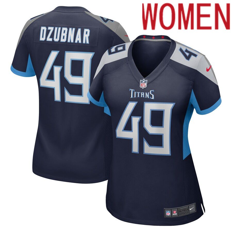 Women Tennessee Titans 49 Nick Dzubnar Nike Navy Game NFL Jersey